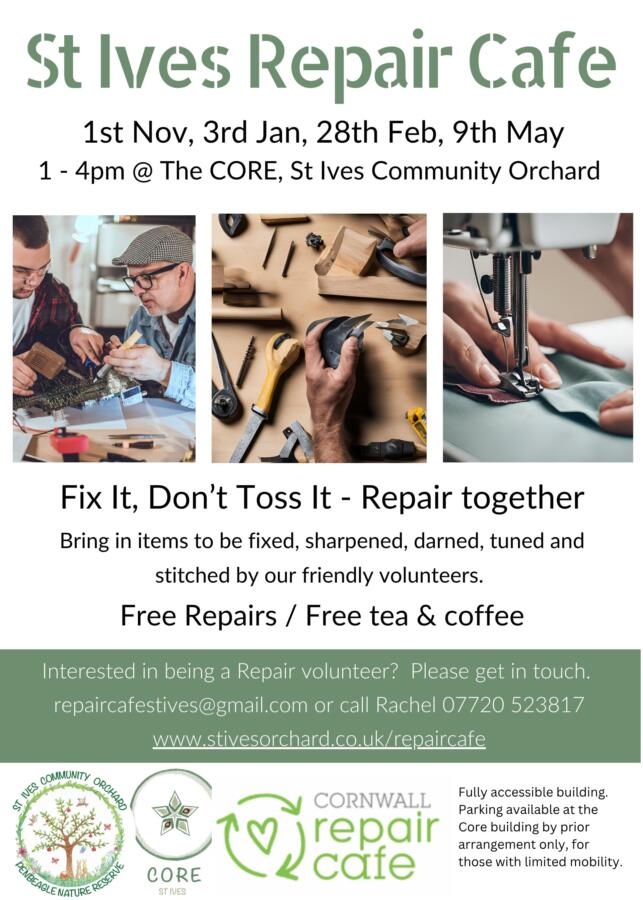 St Ives Repair Cafe 1st Nov 