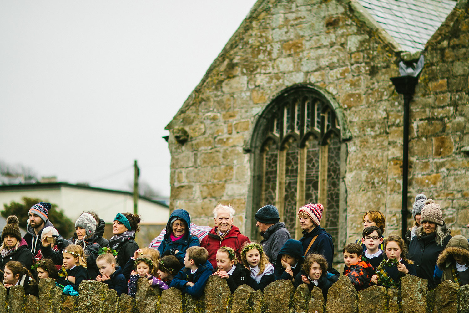 St Ives Feast Day Crowds Church Wall 1500